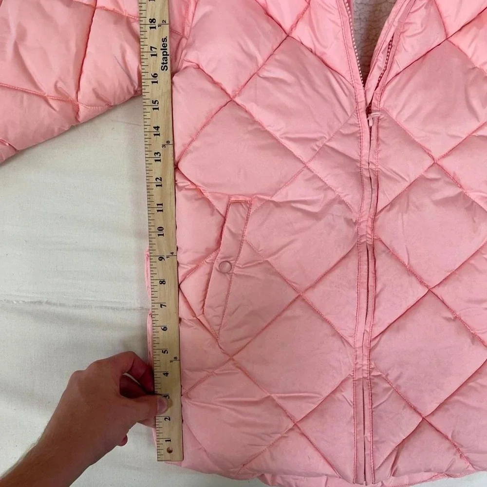 Amazon Essentials Girls Pink Quilted Puffer Coat – Size Medium 8